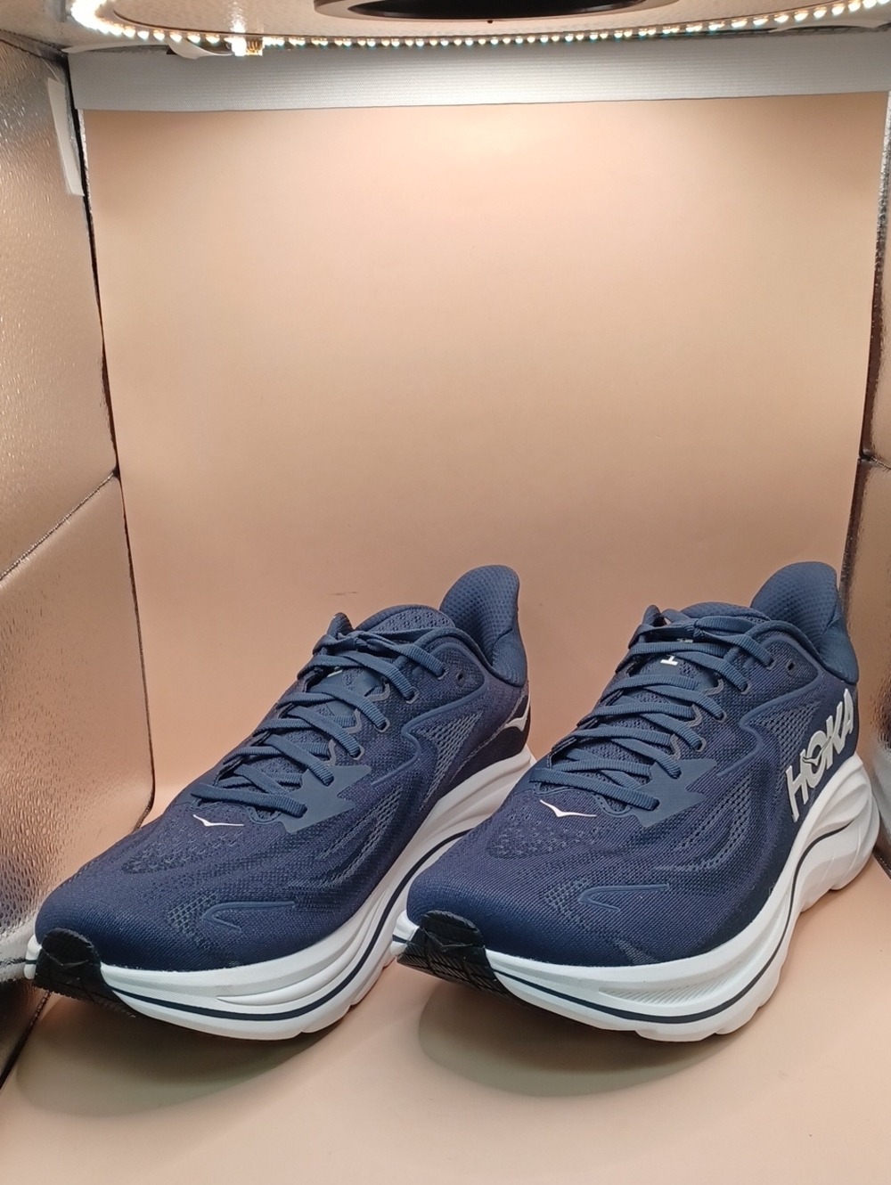 Hoka Clifton 10 Running Shoes-Navy/White Men Size 12 2E US